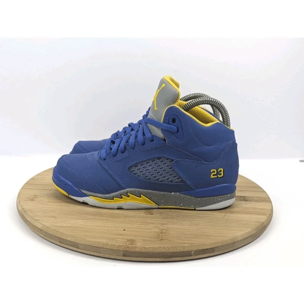Nike Air Jordan 5 Retro Boys 3Y Shoes Racer Blue Yellow Youth GS Sneakers School